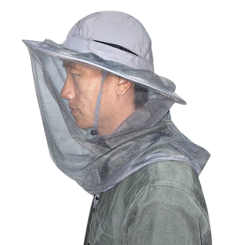 Fishing & Weed Eating Hat with Sun Protection & Mosquito Head Net - Outdoor Mesh Hat with Hidden Net for Fishing, Gardening & Hiking