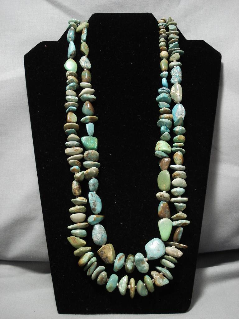 185g Chunky Dunky Vintage Native American Navajo Royston Turquoise Sterling Silver Necklace - Perfect for Boho Fashion, Western Style & Spiritual Jewelry Gifts