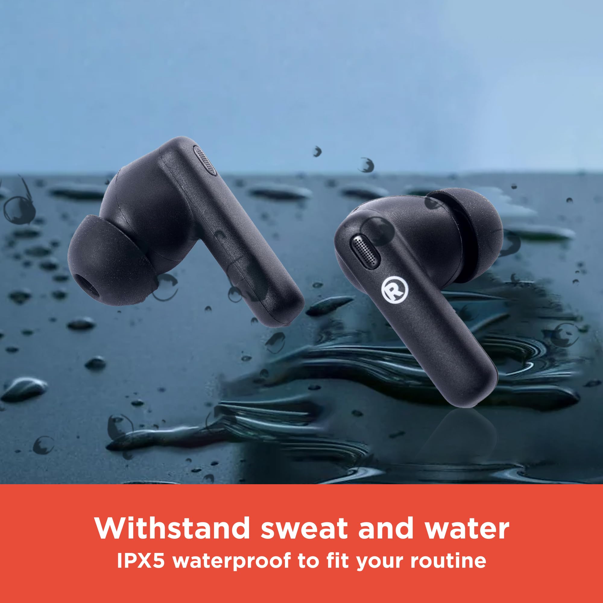 RadioShack Wireless Earbuds with Active Noise Cancelling, IPX5 Water Resistant Bluetooth Earbuds, 400mAh Battery - Perfect for Workouts, Commuting & Travel