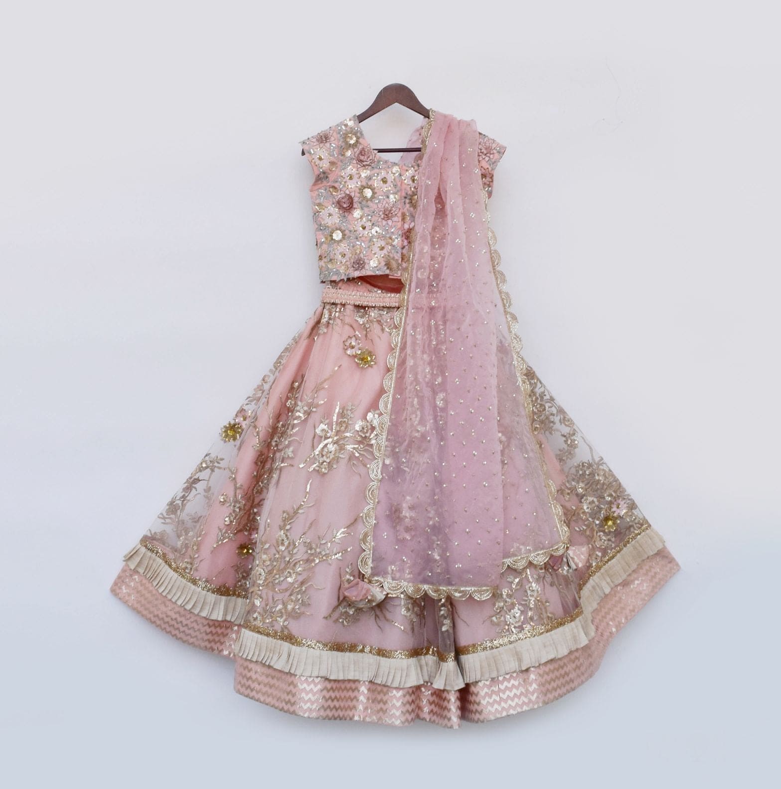 Pre Order: Peach Embroidery Lehenga Choli with Dupatta Set - Traditional Indian Bridal Wear for Weddings & Festivals