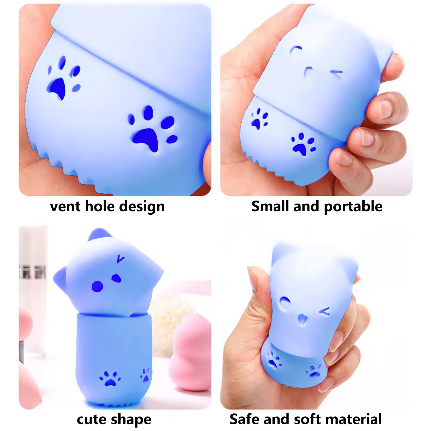 Premium Makeup Sponge Holder & Blender Travel Case - Beauty Sponge Drying Stand with Storage Container | Portable Cosmetic Organizer for Home & Travel (Blue & Green)