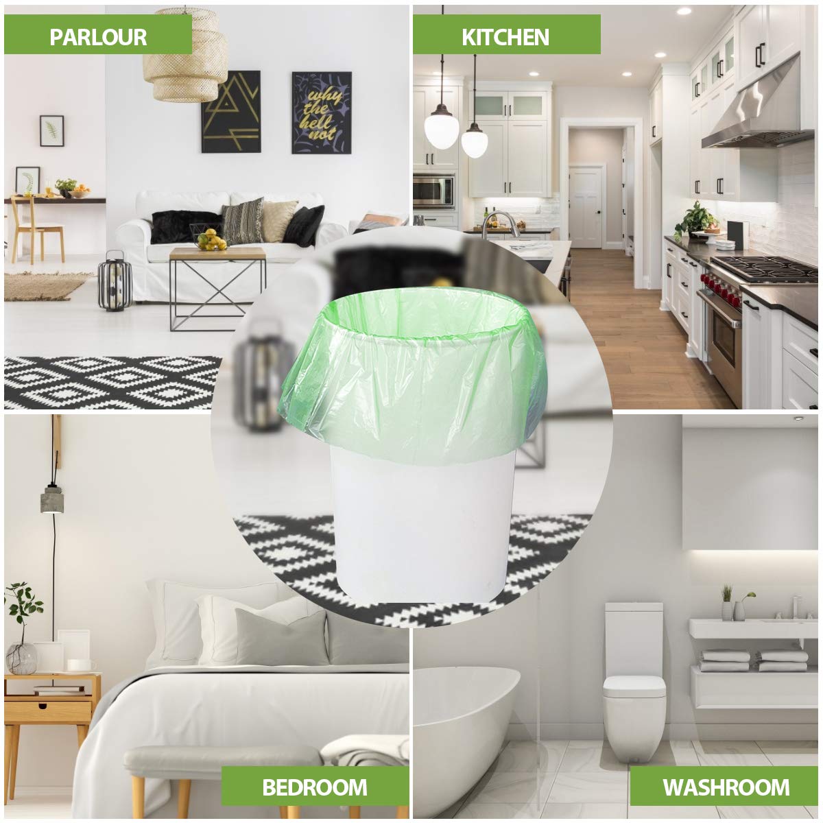 4-Gallon Biodegradable Trash Bags - 100 Count (5 Rolls) | Eco-Friendly Small Garbage Bags for Bathroom, Kitchen, Office & Car | Compostable Can Liners for Waste Bins & Recycling