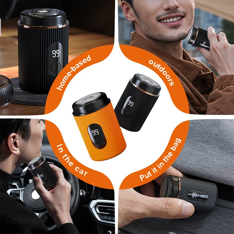 2025 Mini Electric Shaver for Men - Portable Rechargeable Waterproof Travel Razor with USB Charging | Perfect for Daily Shaving, Business Trips & Gifts (Orange)