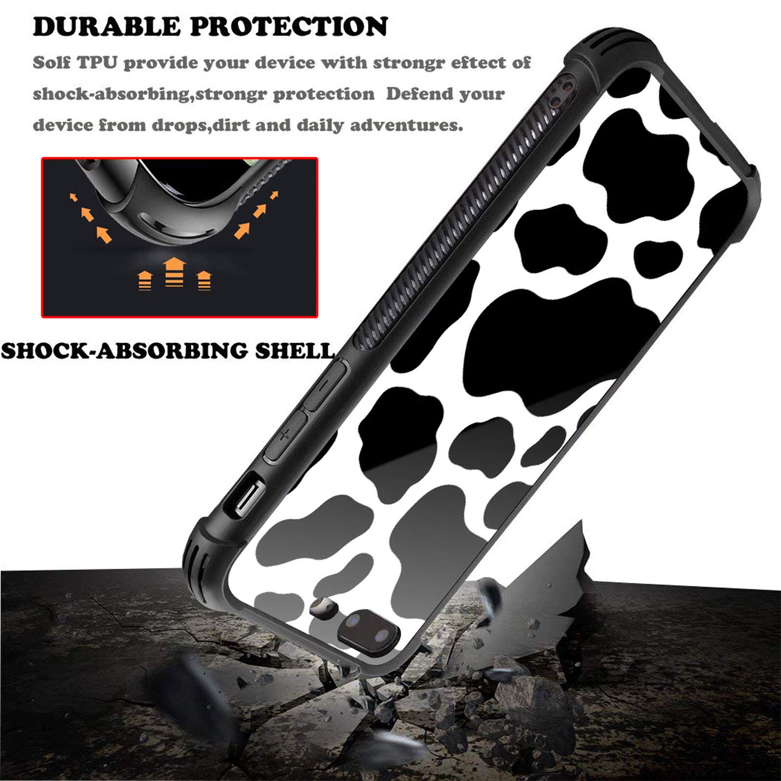 Premium Shockproof iPhone 8/SE 2020 Case with Fantasy Cow Print - Cute Graphic Design for Girls, Anti-Scratch Hard PC Back Cover - Perfect for School, Work & Everyday Protection