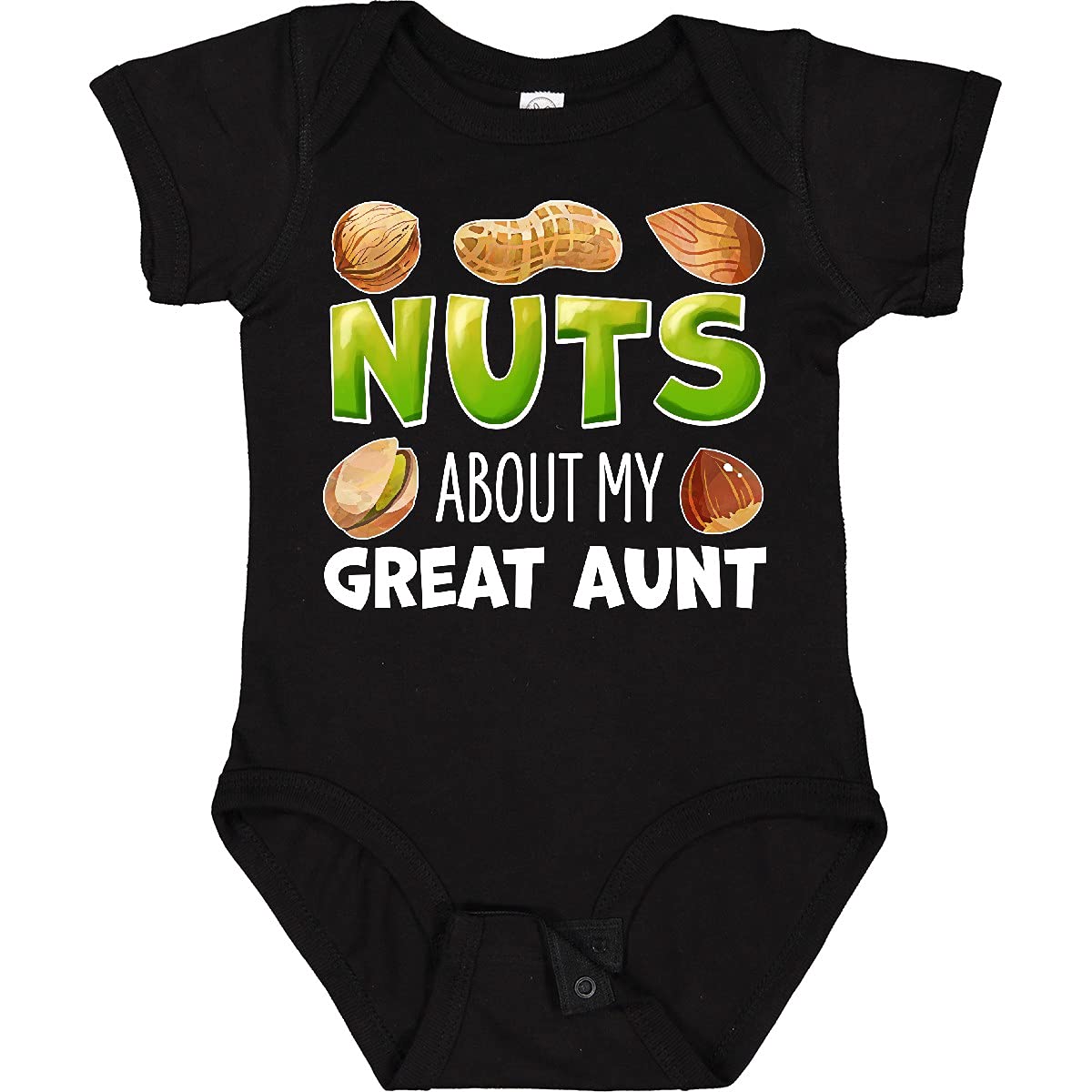 Inktastic Nuts About My Great Aunt Peanut, Almond, Pistachio Baby Bodysuit - Cute & Comfortable Infant Onesie for Family Gatherings, Photo Shoots & Everyday Wear