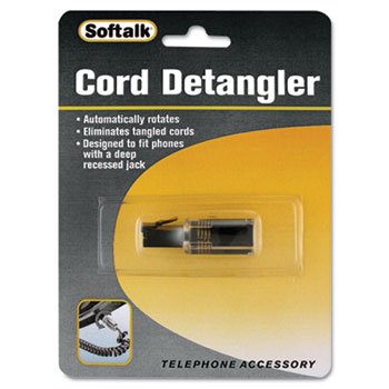 6 Pack Rotating 360° Phone Cord Detangler - Clear & Black Spiral Telephone Wire Organizer by SOFTALK | Tangle-Free Desk Phone Accessories for Office, Home & Call Center Use