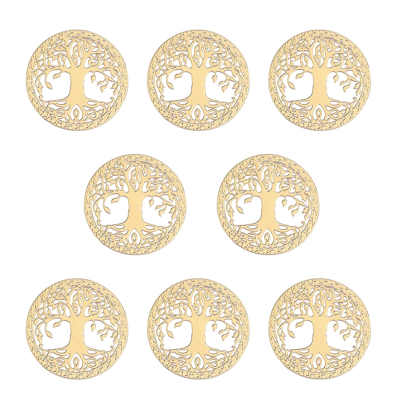 OLYCRAFT 8pcs Tree of Life Stickers - Self Adhesive Golden Brass Decals for DIY Scrapbooking, Resin Crafts, Phone & Laptop Decoration - Perfect for Journals, Water Bottles & Home Decor