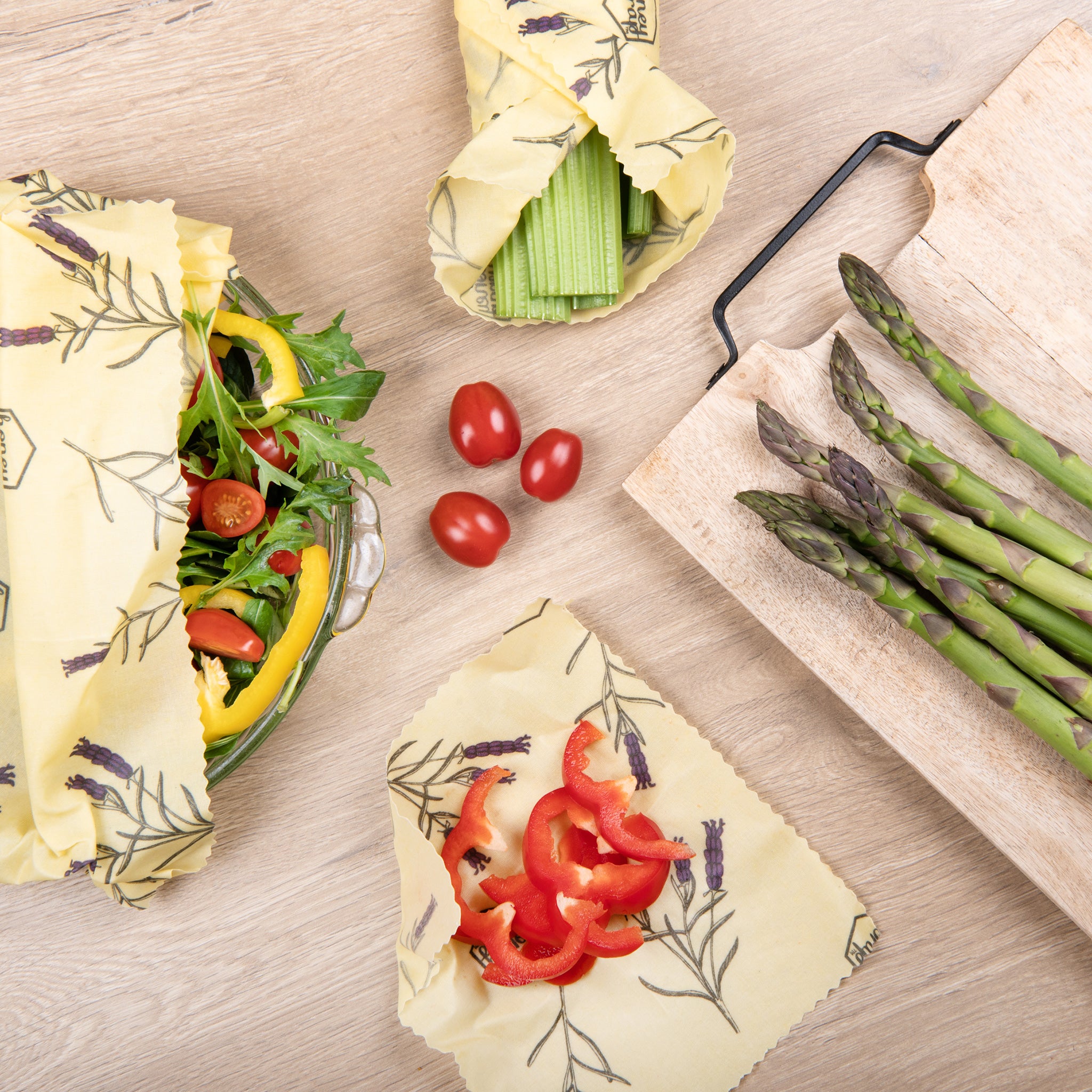 Organic Beeswax Food Wraps 5-Pack - Reusable Eco-Friendly Sustainable Food Storage for Sandwiches, Fruits & Leftovers | Perfect for Kitchen, Picnics & Zero Waste Lifestyle