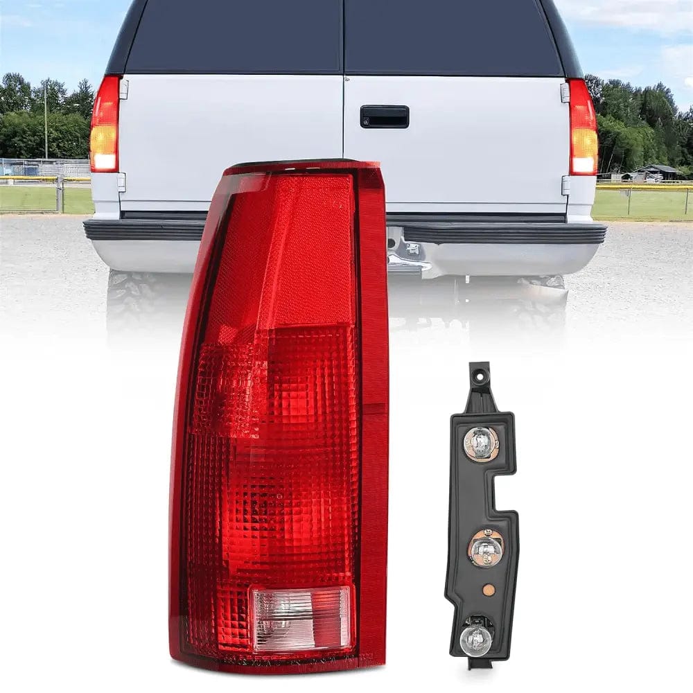 1992-2000 Chevy GMC C/K1500 2500 3500 Yukon Suburban Blazer Tahoe Cadillac Tail Light Assembly - Driver Side Rear Lamp Replacement with Bulbs and Harness - Perfect for Night Driving & Vehicle Safety Upgrades