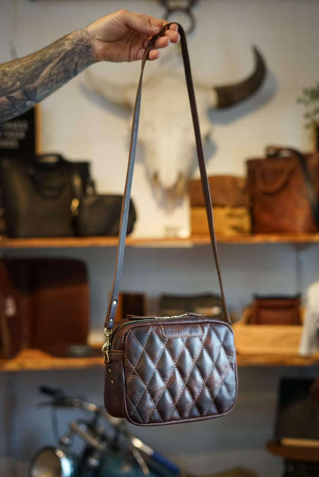 Premium Rectangle Crossbody Bag in Hardtimes Brown with Diamond Stitch Design - Perfect for Work, Travel & Everyday Use