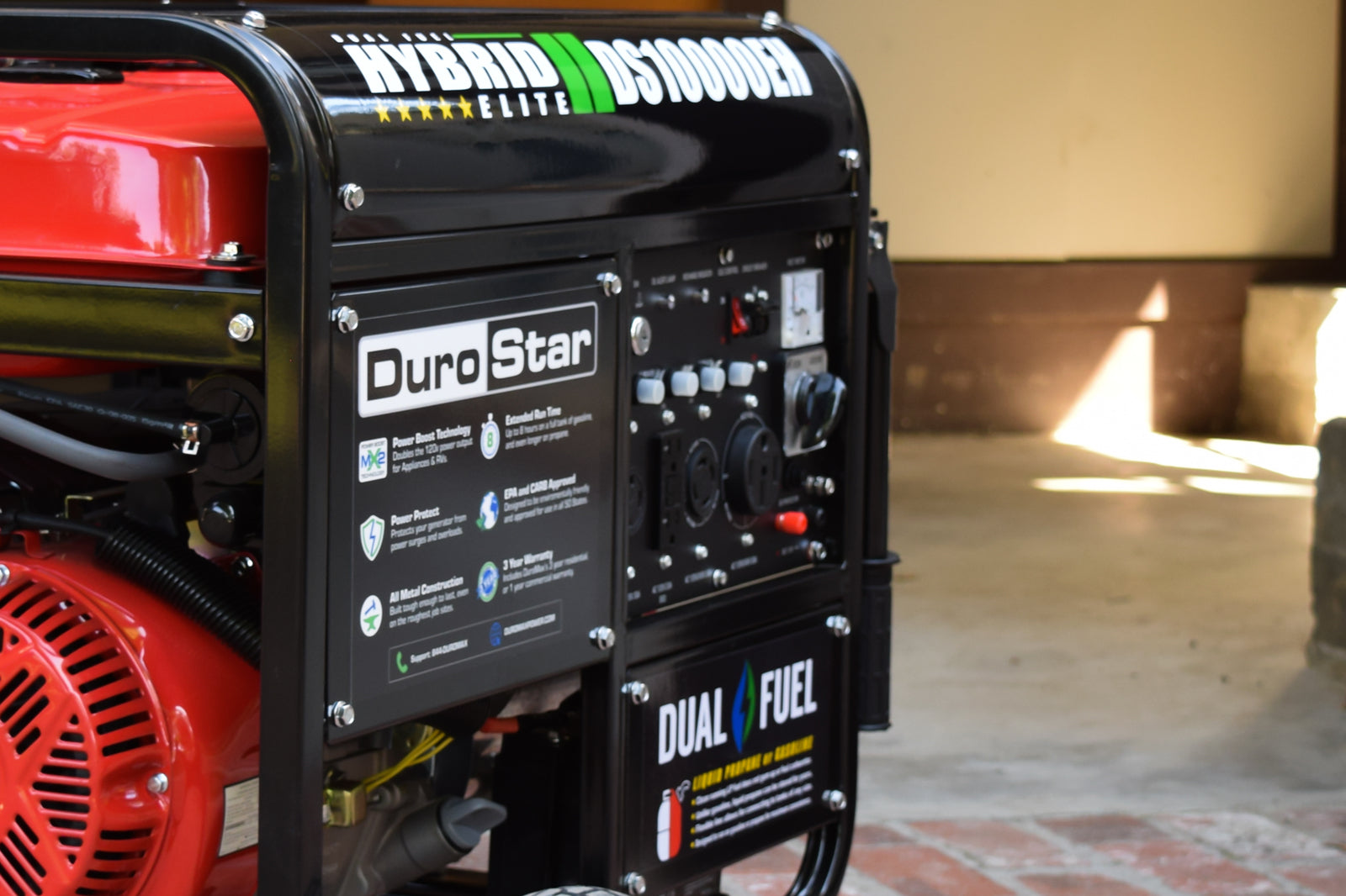 10,000 Watt Dual Fuel Portable Generator - Gas & Propane Powered for Home Backup, Camping & Outdoor Use