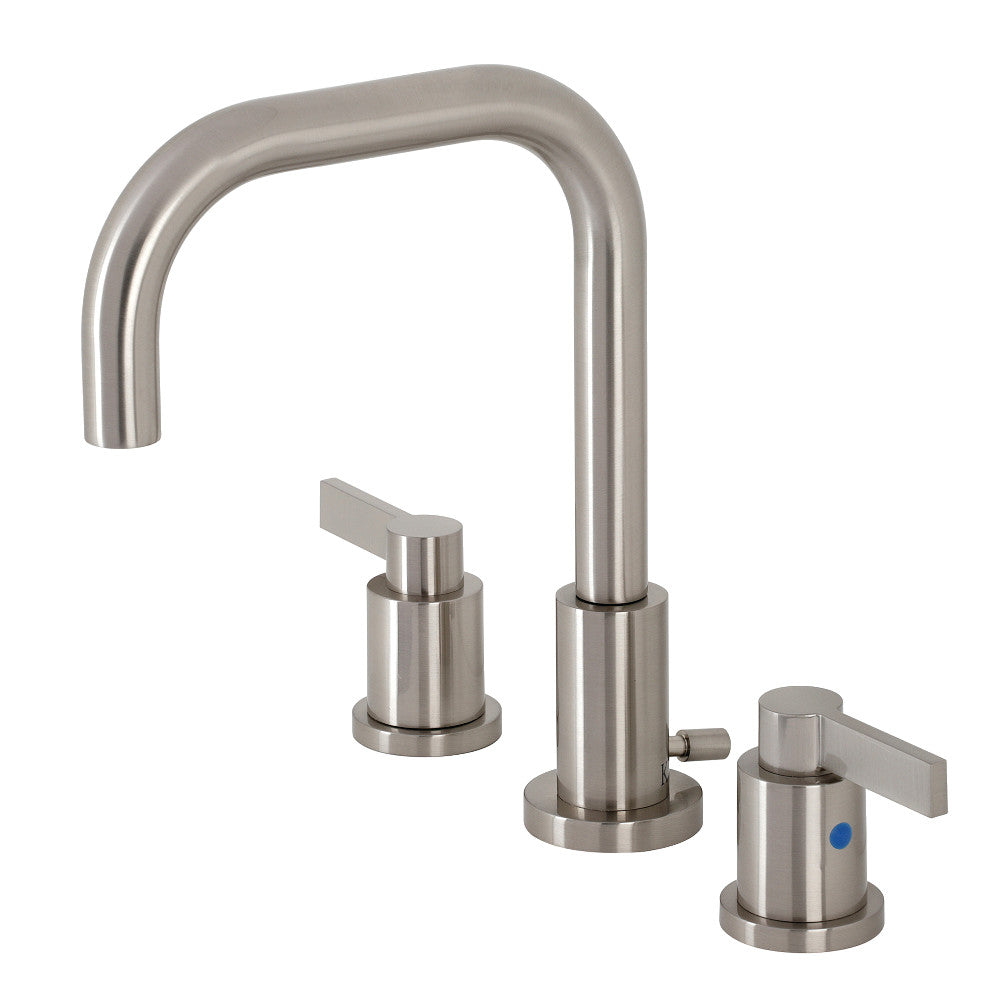 Kingston Brass FSC8938NDL NuvoFusion 8-Inch Widespread Bathroom Faucet with Pop-Up Drain - Modern Matte Black Finish for Vanity Sinks, Perfect for Master Bathrooms and Powder Rooms