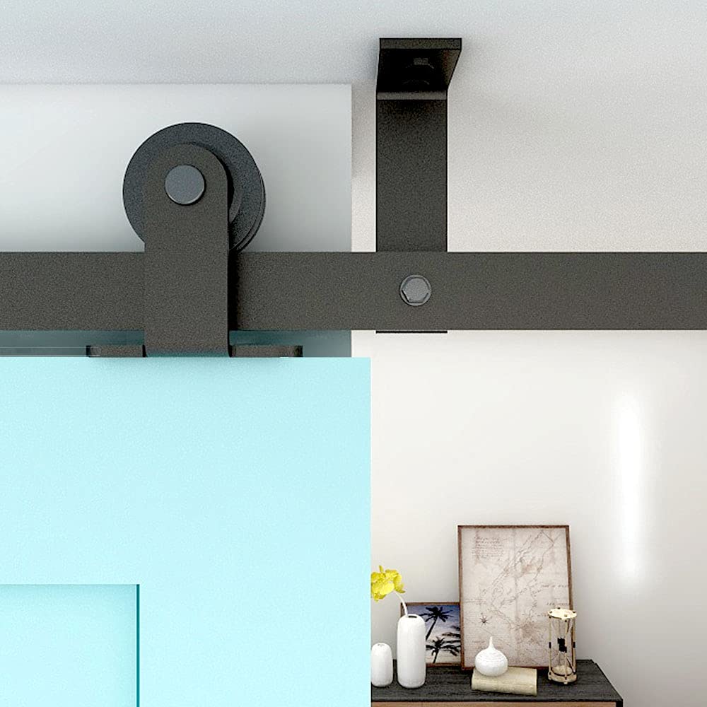 TSMST 5.5FT Ceiling Mount Sliding Barn Door Hardware Kit - T Style Track System for 33