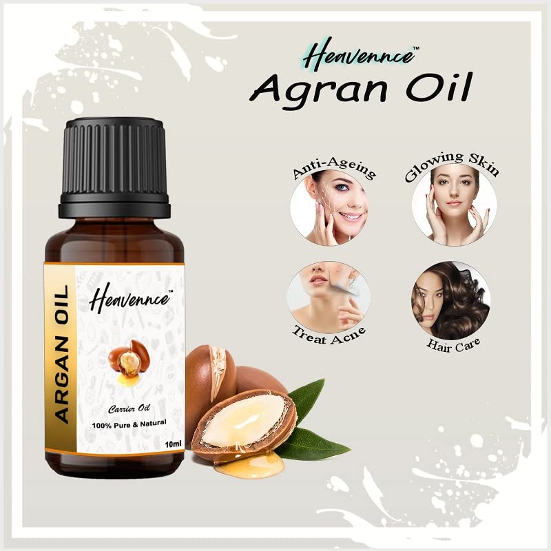 Pure Heavennce Argan Carrier Oil - Rich in Vitamin E & Anti-Aging Benefits for All Skin Types | Unisex Hair & Skin Care | 2-Pack (20ml Each) | Perfect for Face Moisturizing, Hair Treatment & Massage Therapy