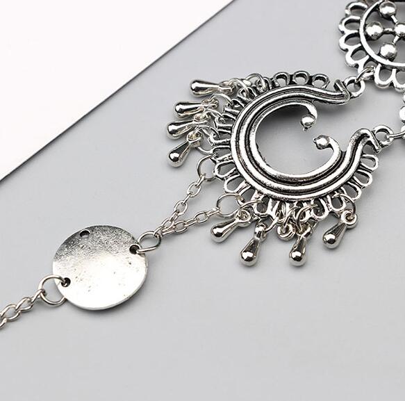 Bohemian Jewelry Antique Silver Hollow Flower Chain Anklets - Elegant Barefoot Sandals for Women, Beach Wedding Accessories & Summer Foot Jewelry