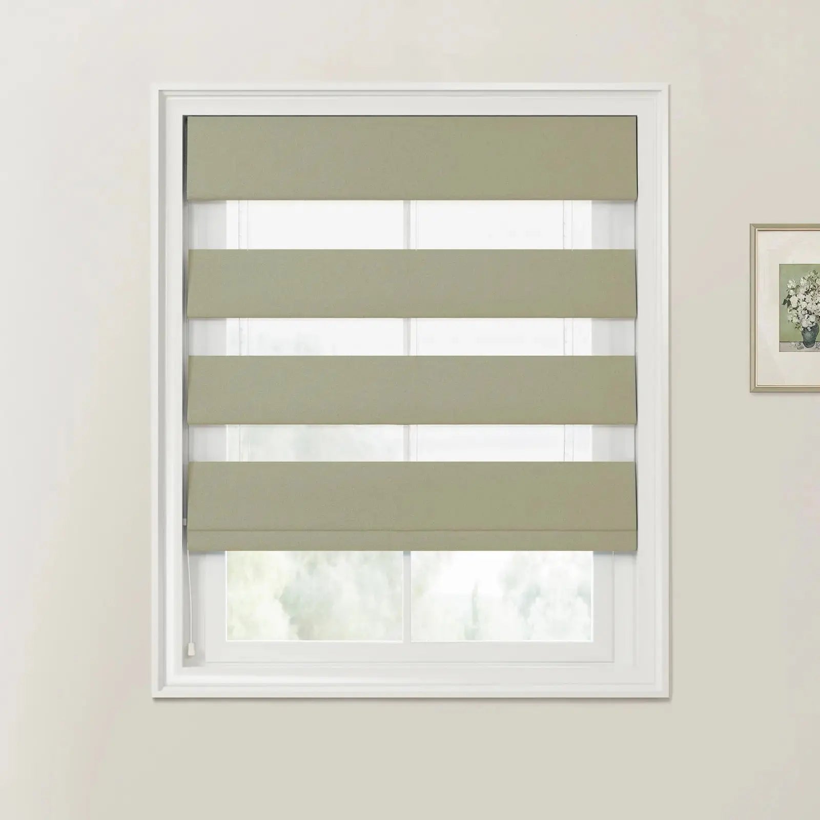 Custom Zebra Roman Blind Cord Lift - Blackout Window Shades for Home & Office - Easy Installation & Light Control
