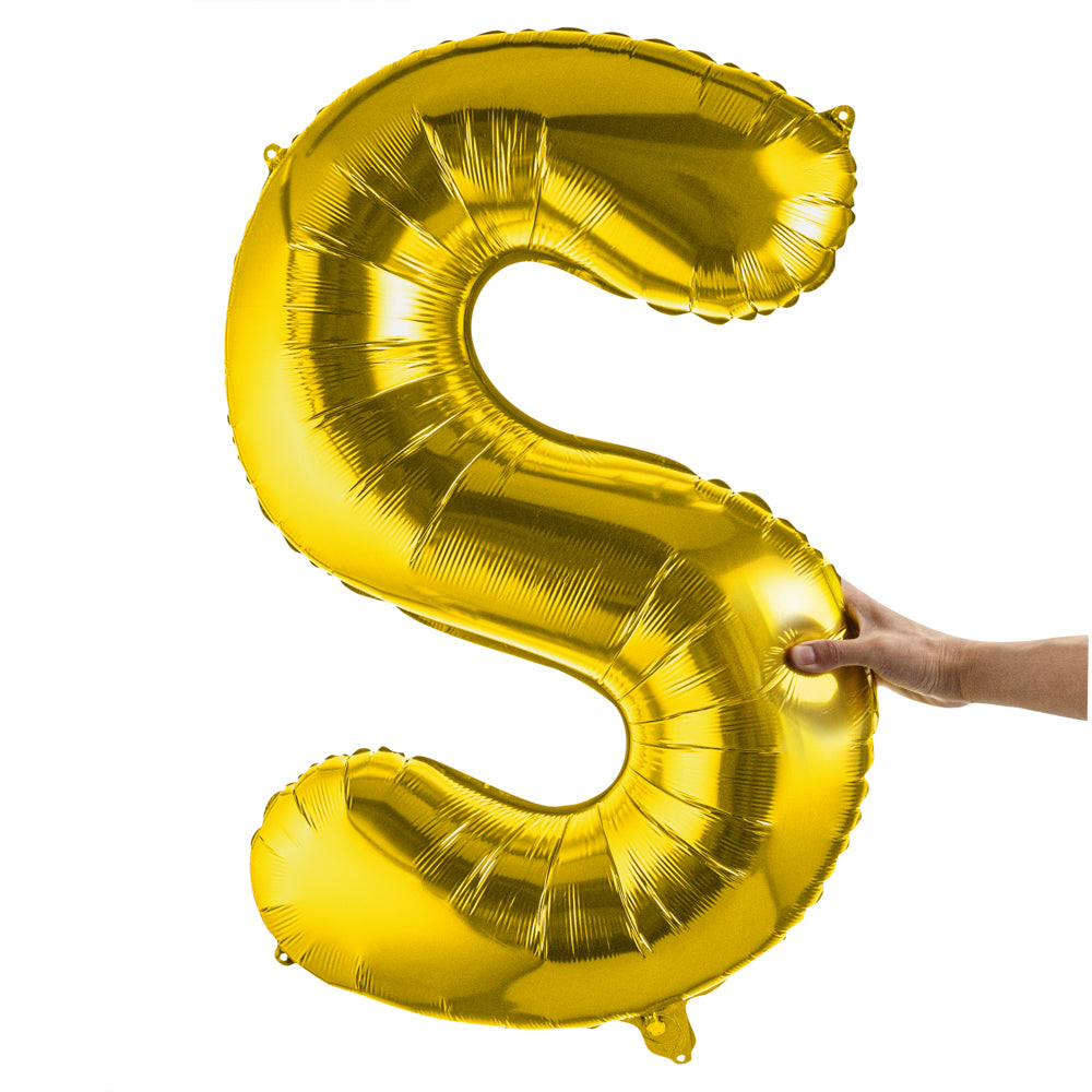 Balloonify Gold Mylar Letter S Balloon - 40 Inch Large Foil Alphabet Balloon for Birthday Party Decorations, Wedding, Baby Shower & Graduation Celebrations