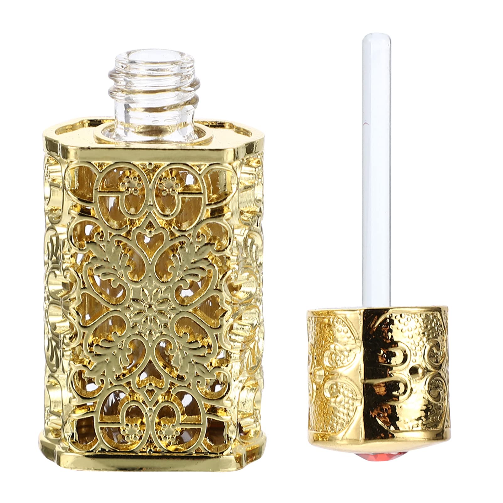 Vintage Metal Essential Oil Bottle - 3ml Small Glass Travel Dispenser for Aromatherapy, Diffusers & DIY Lotions | Retro Spray Bottle for Home, Office & Travel Use