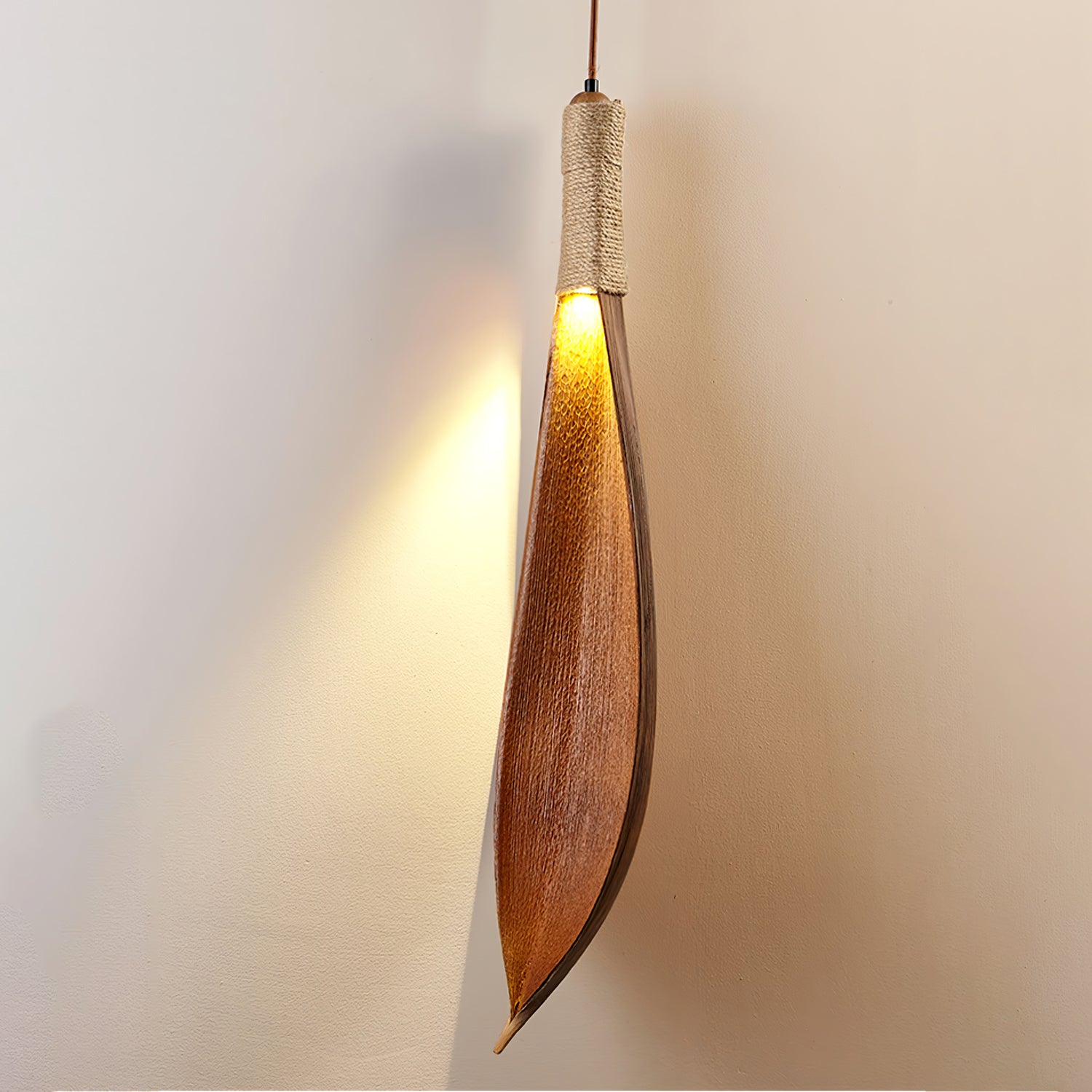 Handmade Cocoa Leaf Pendant Light - Natural Boho Hanging Lamp for Living Room, Bedroom & Dining Room Decor