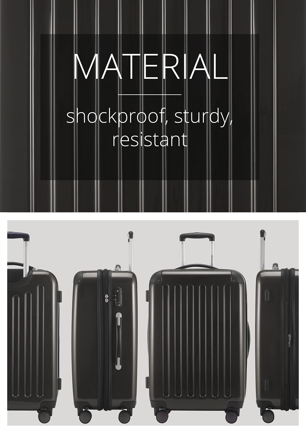 Premium Graphite Hand Luggage 65cm Carry-On Suitcase for Business Travel & Weekend Getaways - Lightweight Durable Cabin Bag with 360° Spinner Wheels