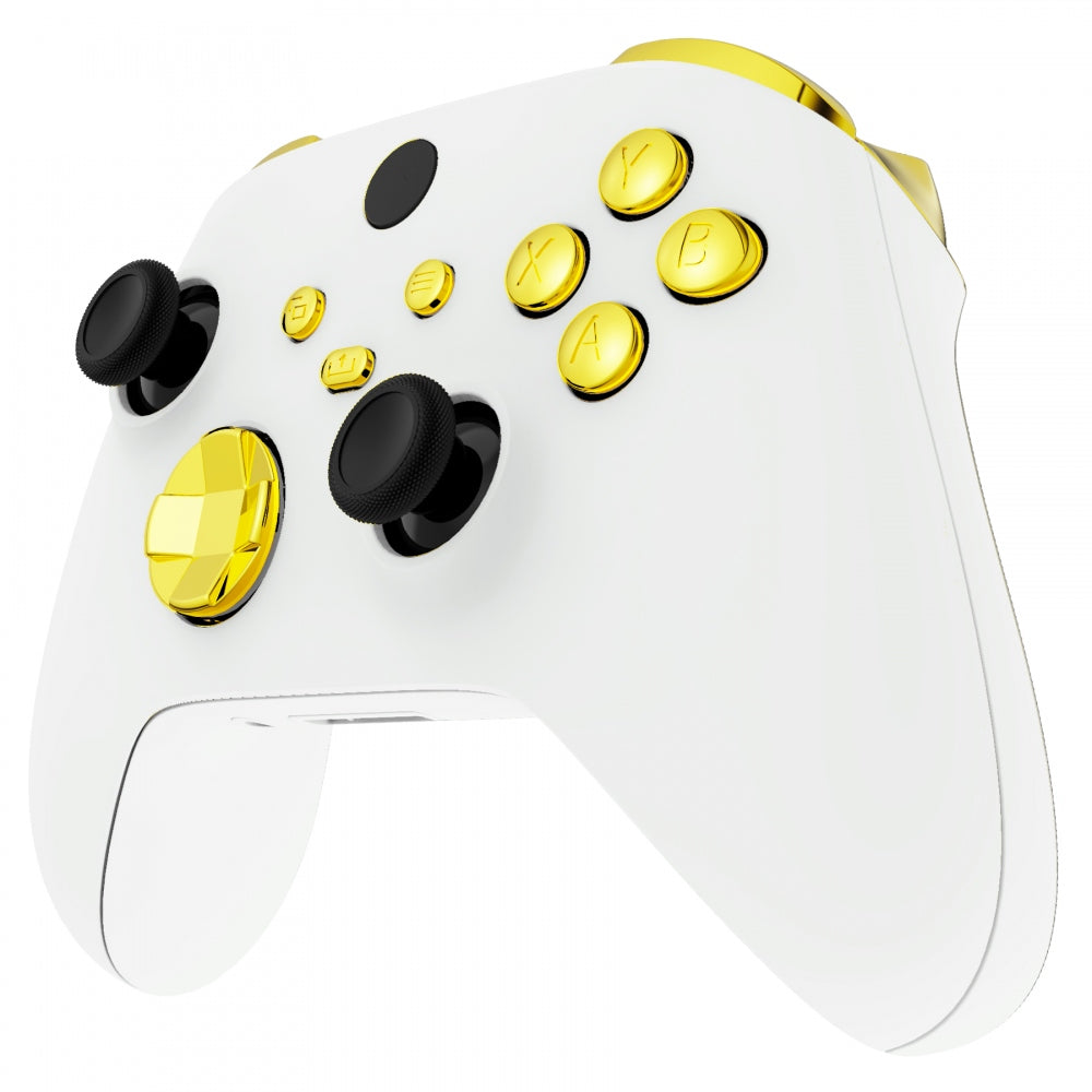 eXtremeRate Chrome Gold Replacement Buttons for Xbox Series X/S Controller - LB RB LT RT Bumpers Triggers & D-Pad ABXY Start Back Sync Share Keys (JX3201) | Premium Custom Gaming Accessories for Enhanced Gameplay Experience