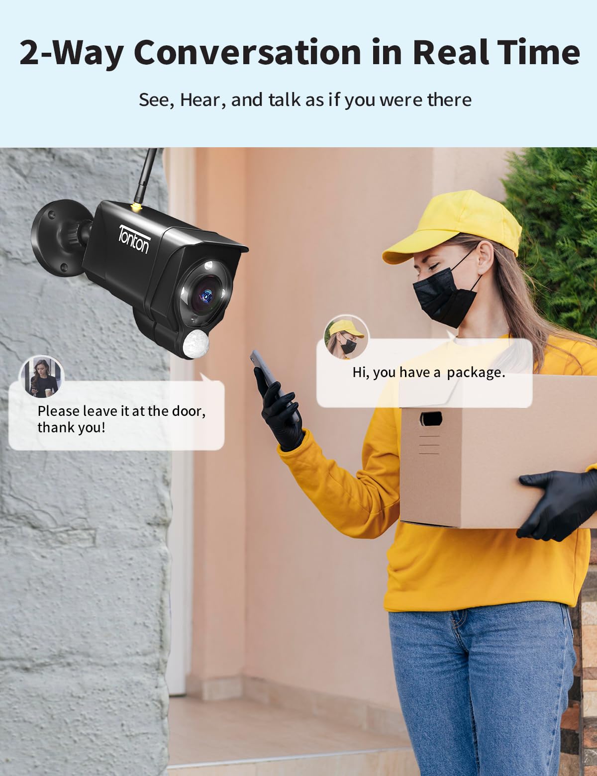 2-Way Audio Tonton 3MP Wireless Security Camera System with 7