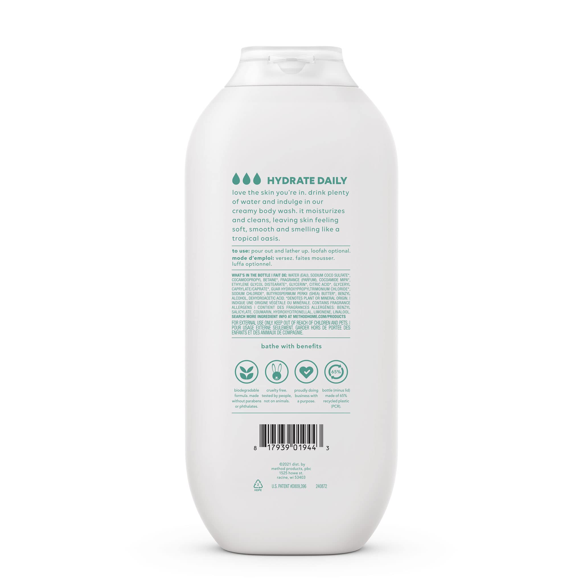Method Hydrating Coconut Milk Body Wash - Paraben & Phthalate Free, 18 oz (Pack of 2) | Moisturizing Shower Gel for Dry Skin, Vegan & Cruelty-Free | Perfect for Daily Use & Spa Days at Home