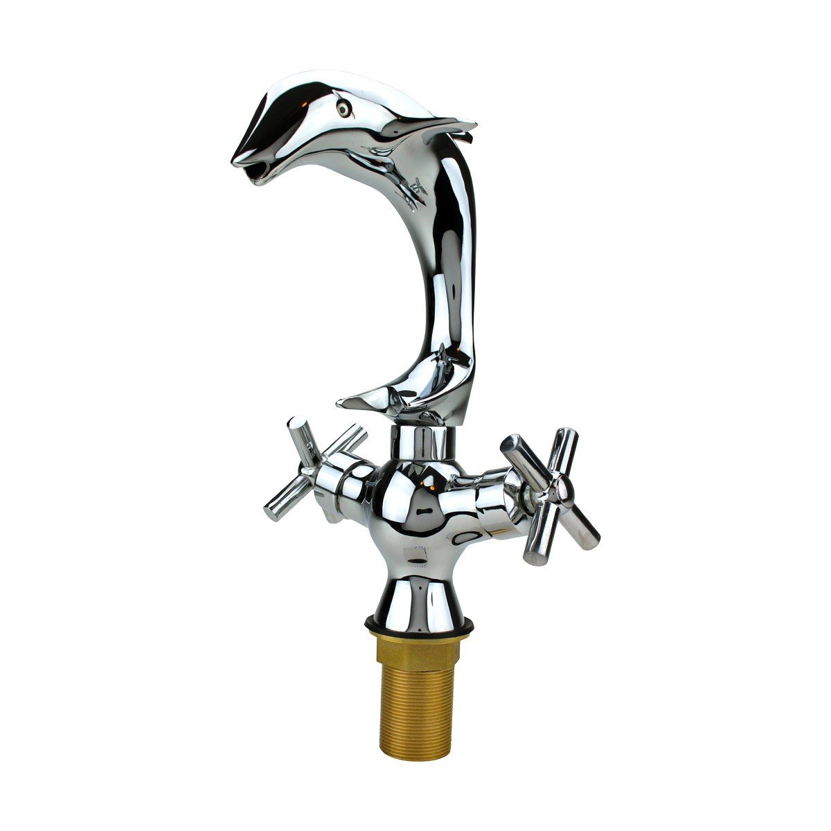 Dolphin Shaped Chrome Bathroom Sink Faucet with 2 Handles - 9.5 Inch Vintage Style Bathroom Faucet for Sink - High-Quality Chrome Finish - Perfect for Coastal, Nautical or Kids Bathroom Decor