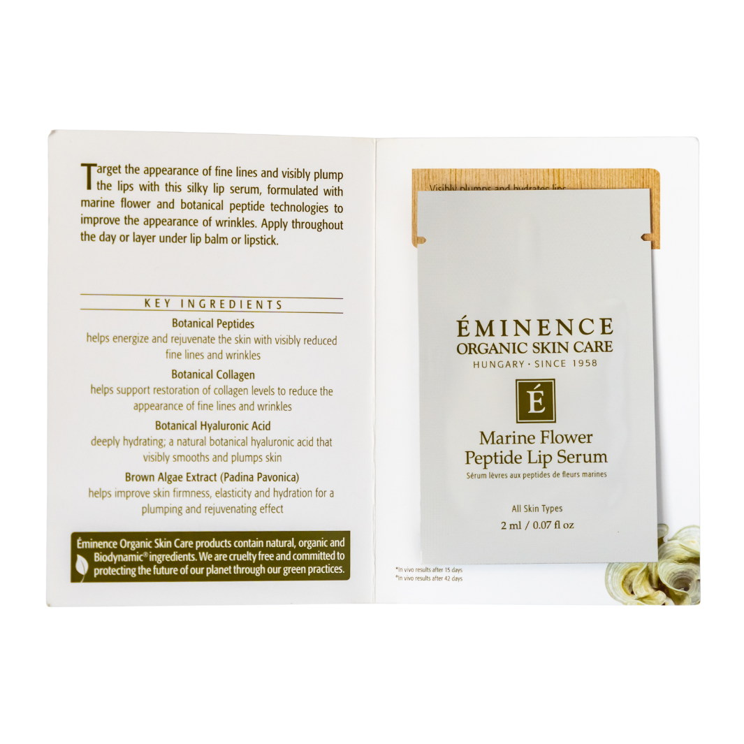 Eminence Organics Marine Flower Peptide Lip Serum - Hydrating & Plumping Lip Treatment for Dry, Chapped Lips | Perfect for Daily Use & Nighttime Lip Care Routine