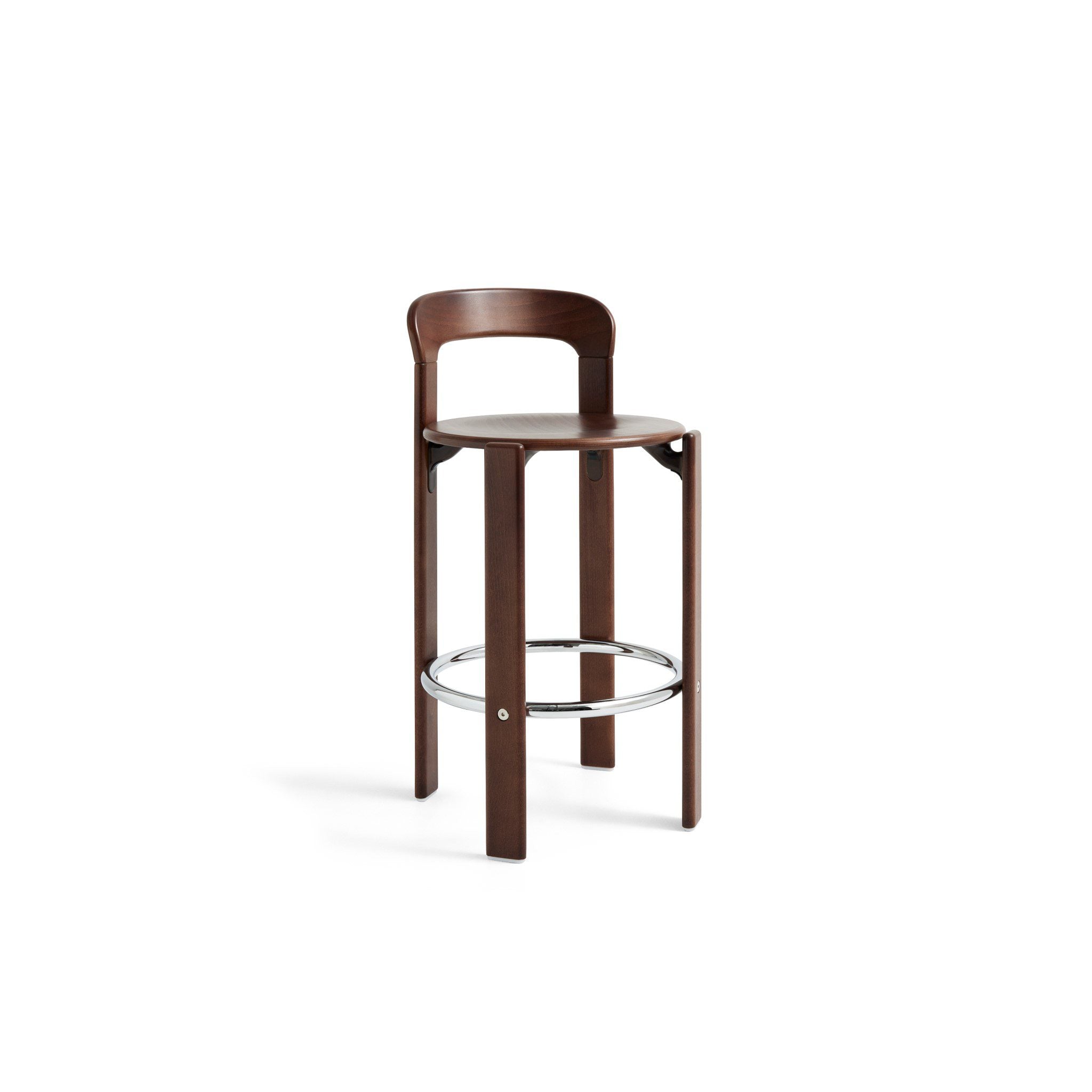 HAY Rey Bar Stool Low - 65cm Umber Brown Wooden Counter Stool for Kitchen Island, Breakfast Bar & Dining Room - Modern Scandinavian Design