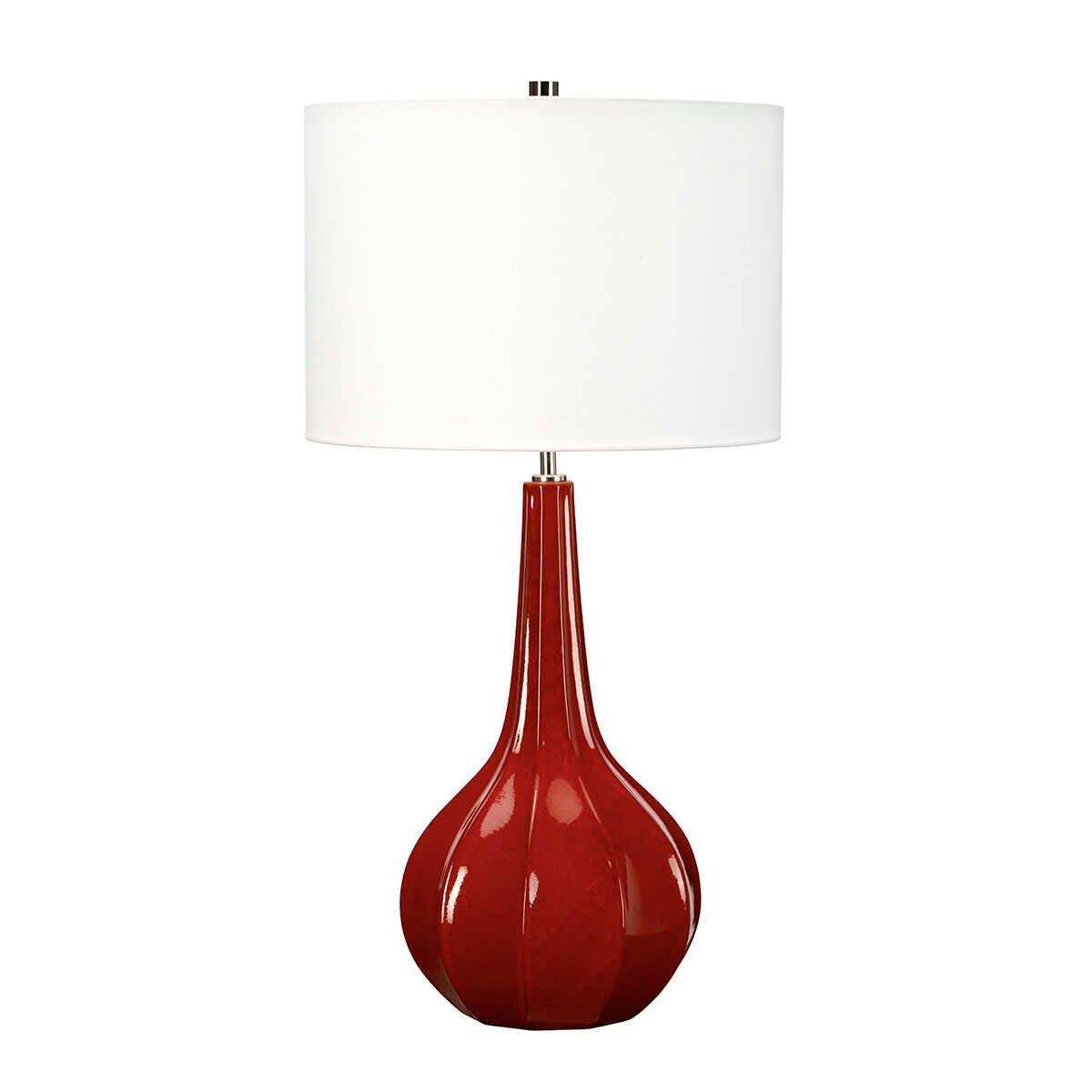Upton Large Red Ceramic Table Lamp - Modern Home Decor for Living Room, Bedroom & Office - Perfect for Reading, Relaxing & Creating Ambience