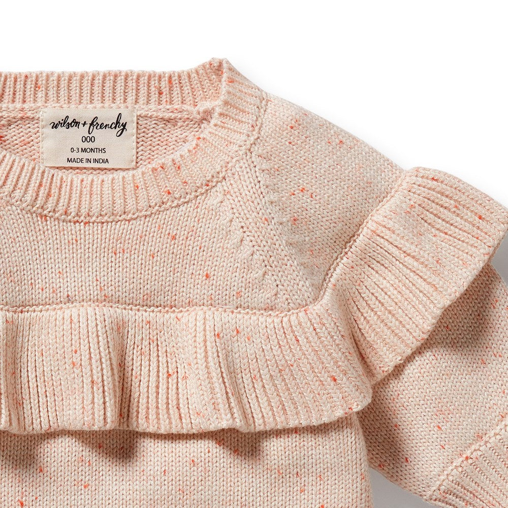 Organic Cotton Knitted Ruffle Jumper for Women - Soft Fairy Floss Sweater - Casual Boho Chic Pullover for Fall & Winter Outfits