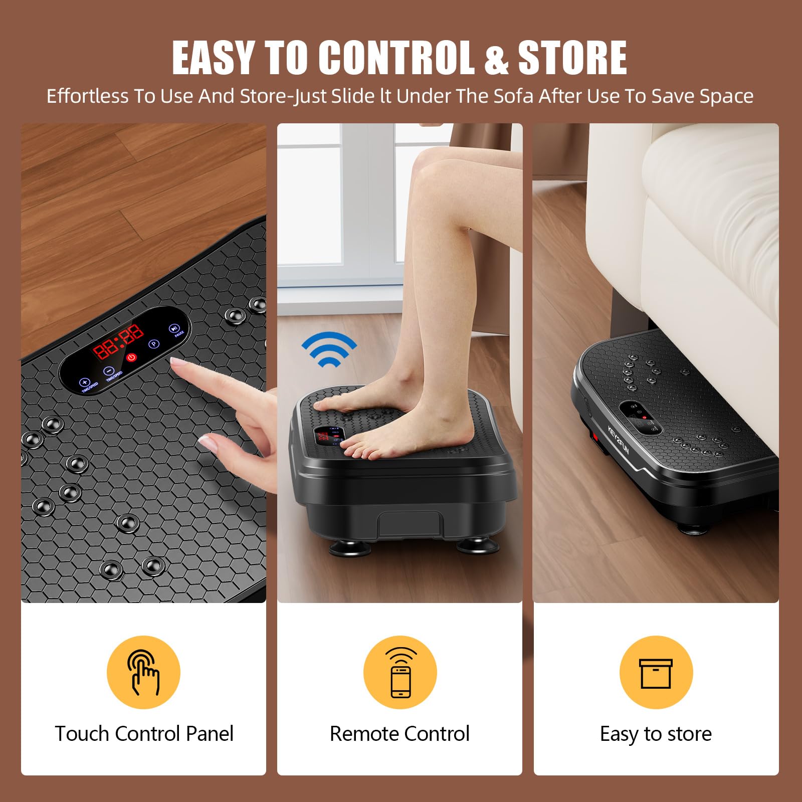 KEY2FUN 2025 Upgraded Vibration Plate Exercise Machine - Large-Size Vibrating Platform with Resistance Bands for Lymphatic Drainage & Home Fitness (330LBS Capacity) | Perfect for Weight Loss, Muscle Toning & Circulation Improvement