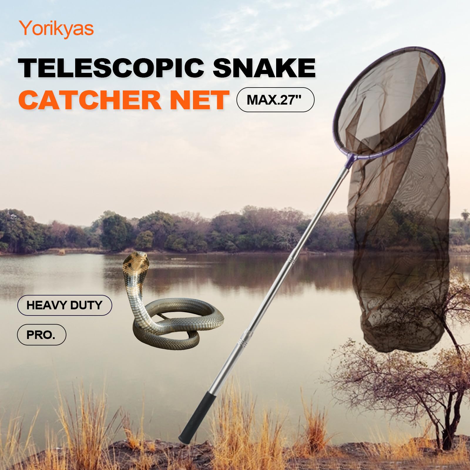 **Telescopic Snake Catcher Net - Adjustable Reptile Grabber for Safe Rattle Snake Removal & Relocation | Perfect for Pest Control & Wildlife Rescue**