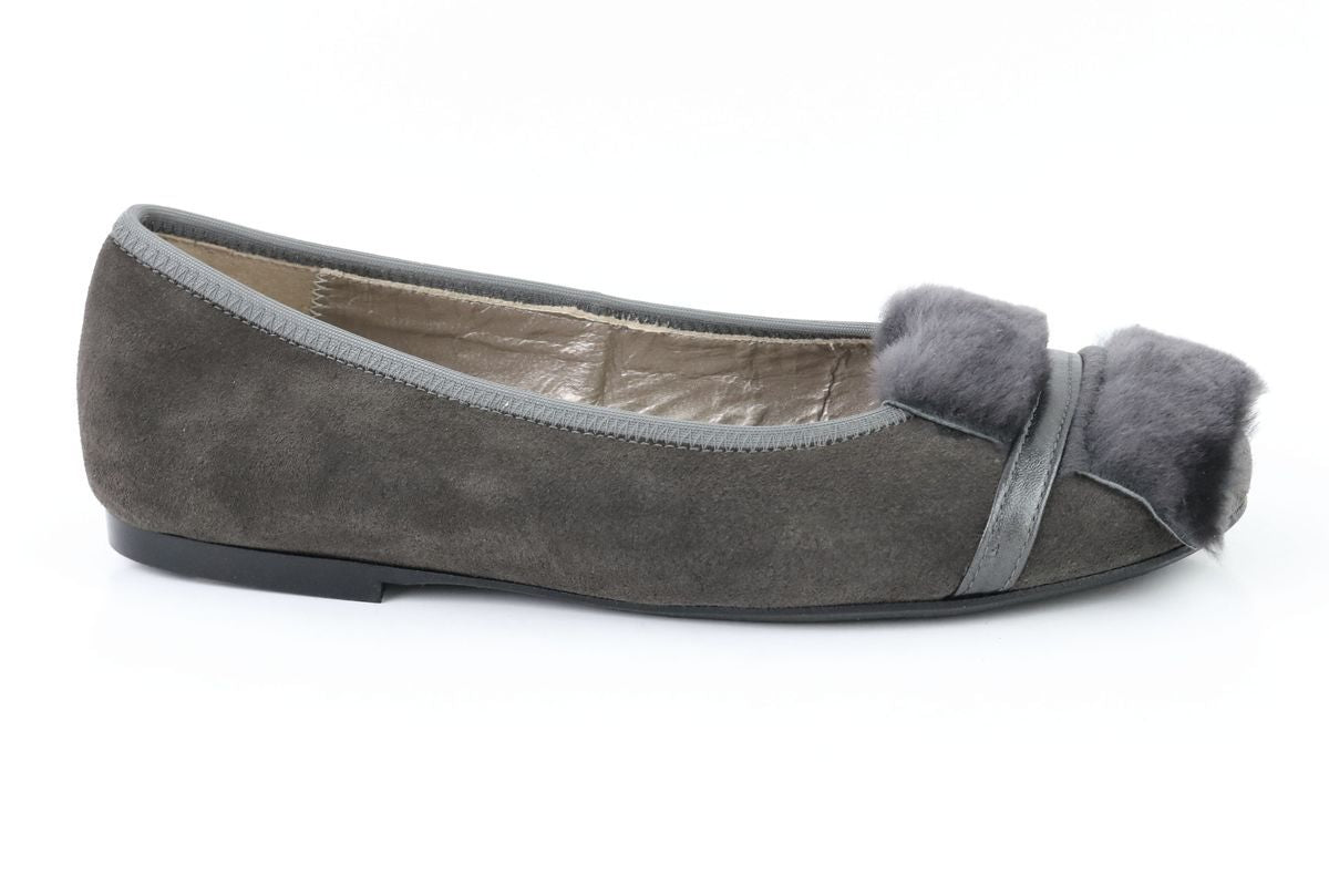 Gray Suede Ballet Flats for Women - Comfortable & Stylish Slip-On Shoes for Casual Wear, Office, and Everyday Use