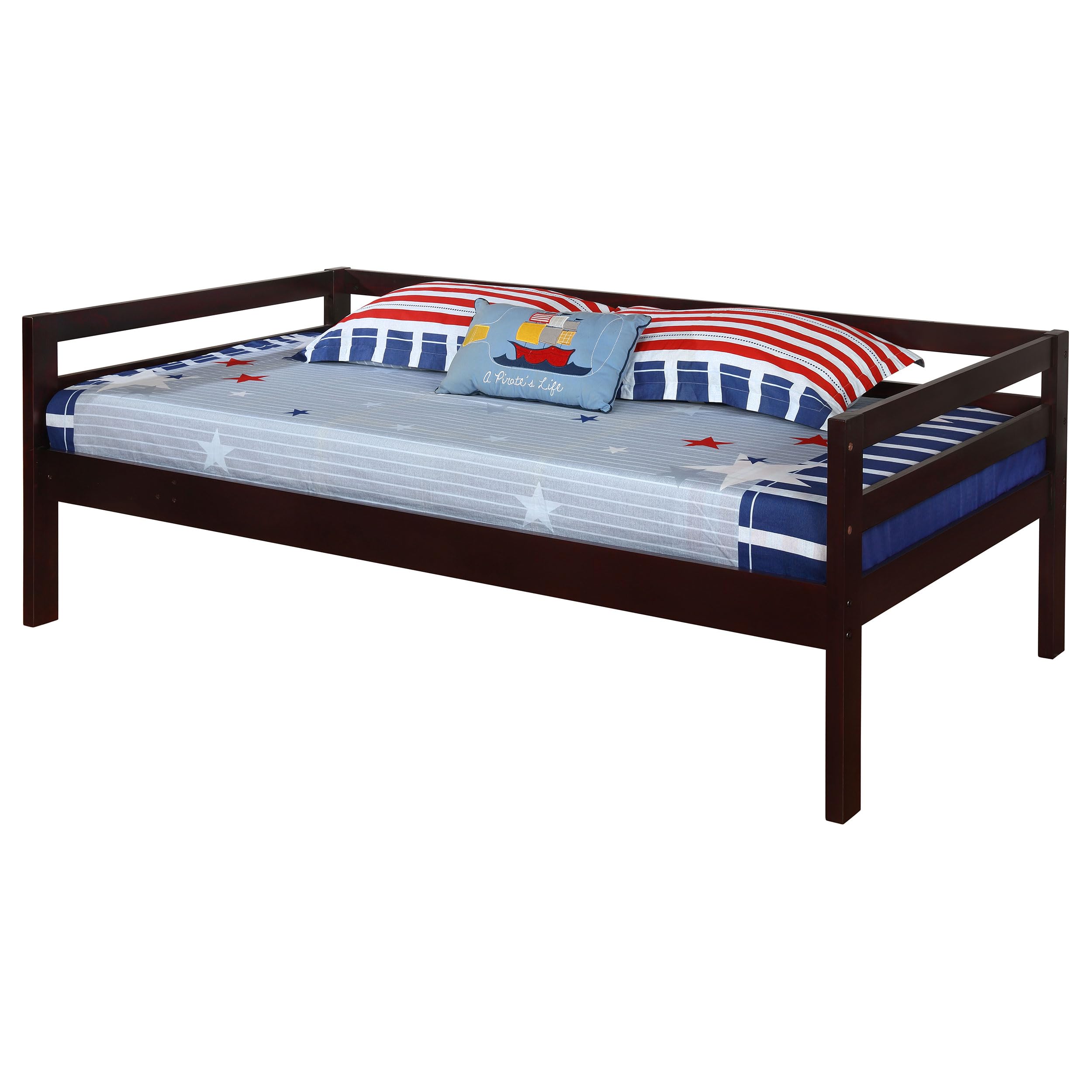 Coaster Home Furnishings Triple Bunk Bed Frame - Twin Over Twin Over Twin Size, Wood Construction with Ladder & Guardrails, Cappuccino Finish - Perfect for Kids' Bedrooms, Dorms, and Space-Saving Home Solutions