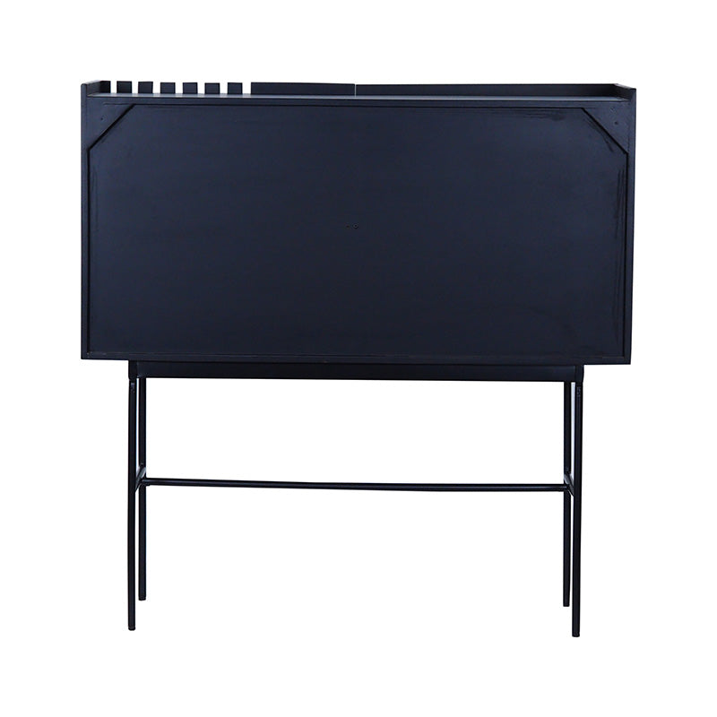 SHANTI 120cm Tall Sideboard - Solid Acacia Wood Cabinet with Black Finish | Perfect for Dining Room Storage, Living Room Organization & Entryway Decor