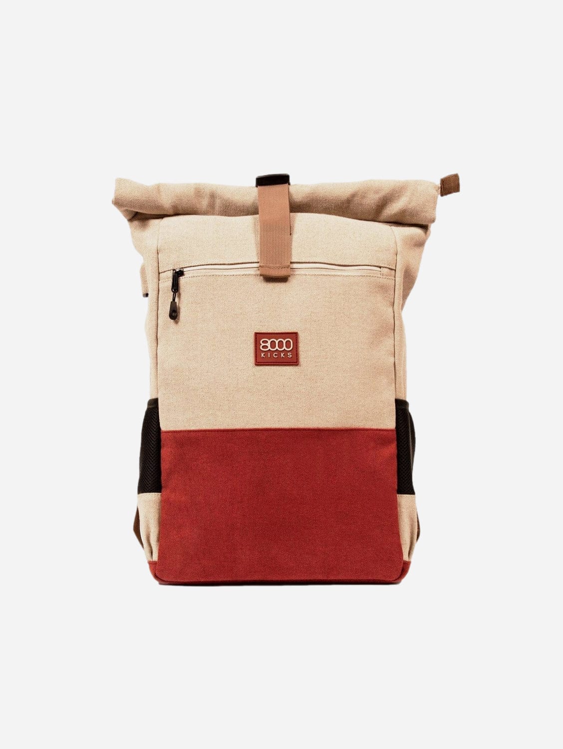 Eco-Friendly Vegan Hemp Backpack for Women & Men - Lightweight Beige & Red Casual Daypack for College, Travel, Hiking & Everyday Use