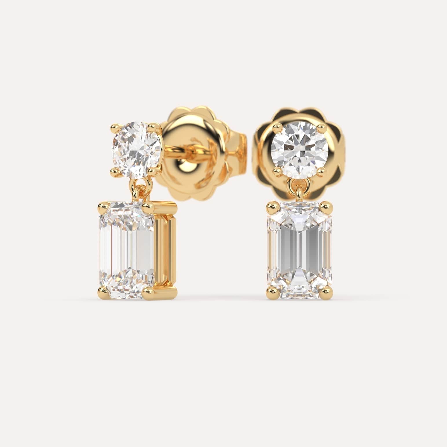 2 Carat Emerald Diamond Drop Earrings for Women - Elegant Dangle Earrings for Wedding, Party & Special Occasions