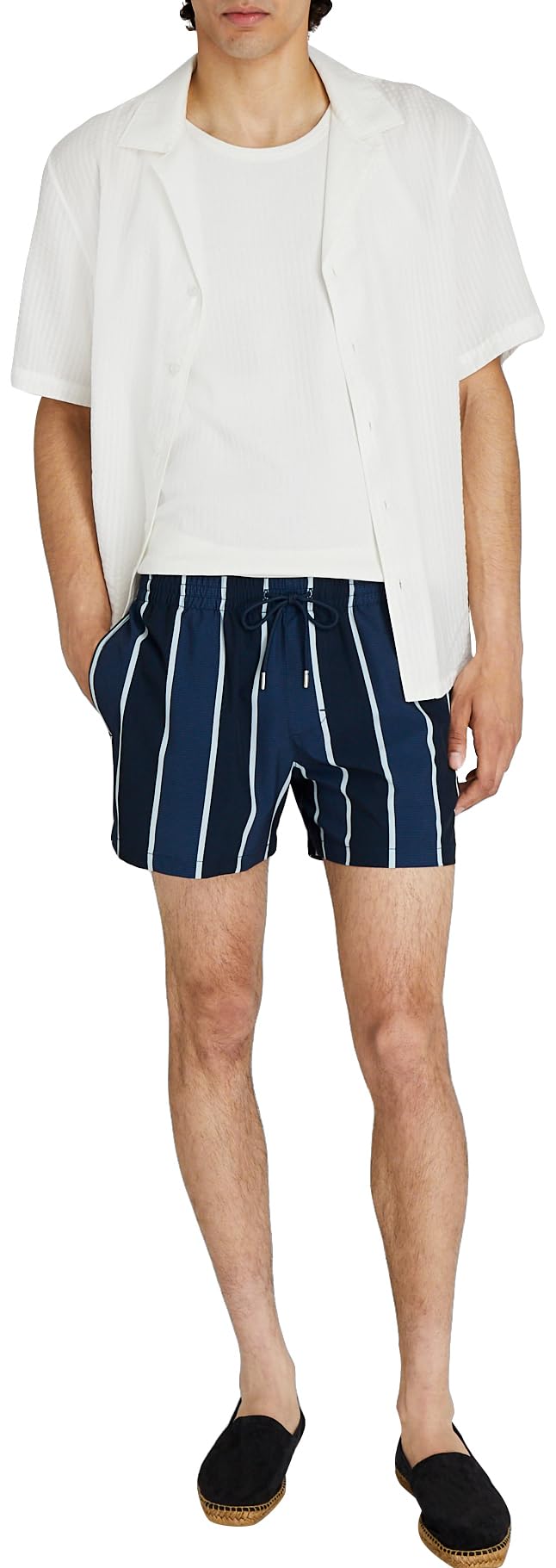 Club Monaco Men's Standard Cabana Print Arlen Swim Trunks - Quick Dry Beach Shorts for Swimming, Vacation & Summer Outdoor Activities