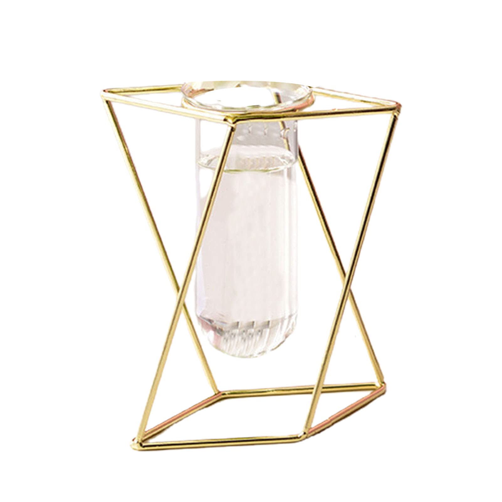 Grey990 Luxury Delicate Wrought Iron Geometric Flower Vase - Elegant Home & Office Decor Planter for Fresh Flowers, Centerpiece, Wedding Decorations