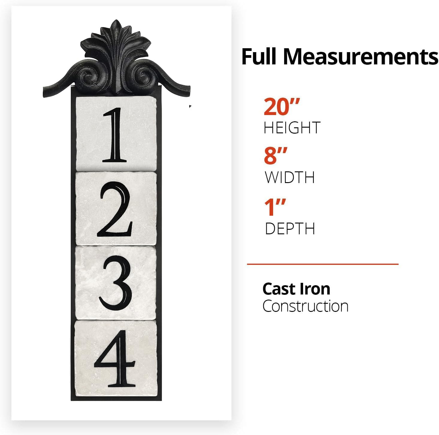NACH Crested 3-Number Cast Iron Address Plaque for Houses - 16