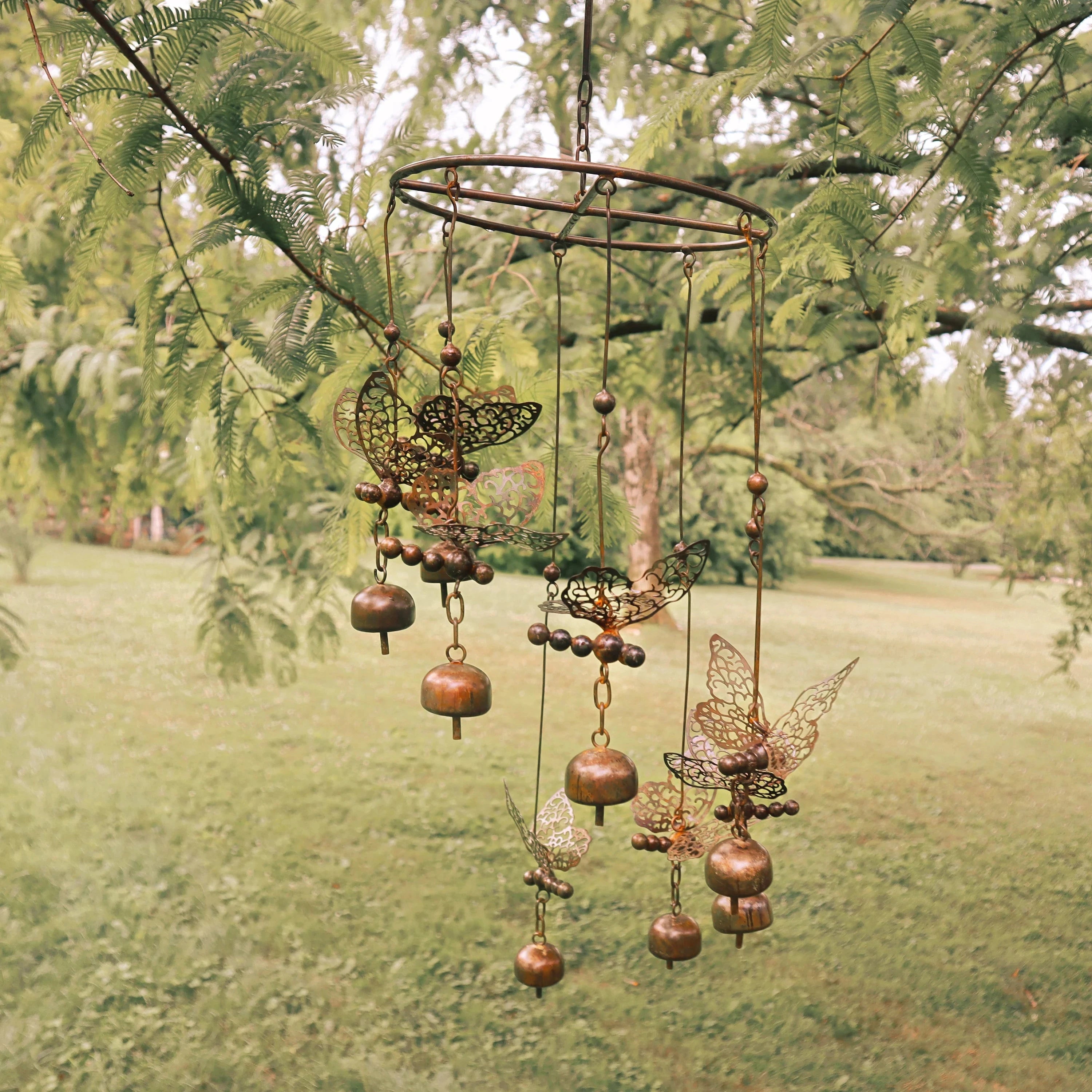 Butterfly Bells Wind Chime - Handmade Outdoor Garden Decor for Patio, Balcony, and Backyard - Soothing Wind Sounds for Relaxation