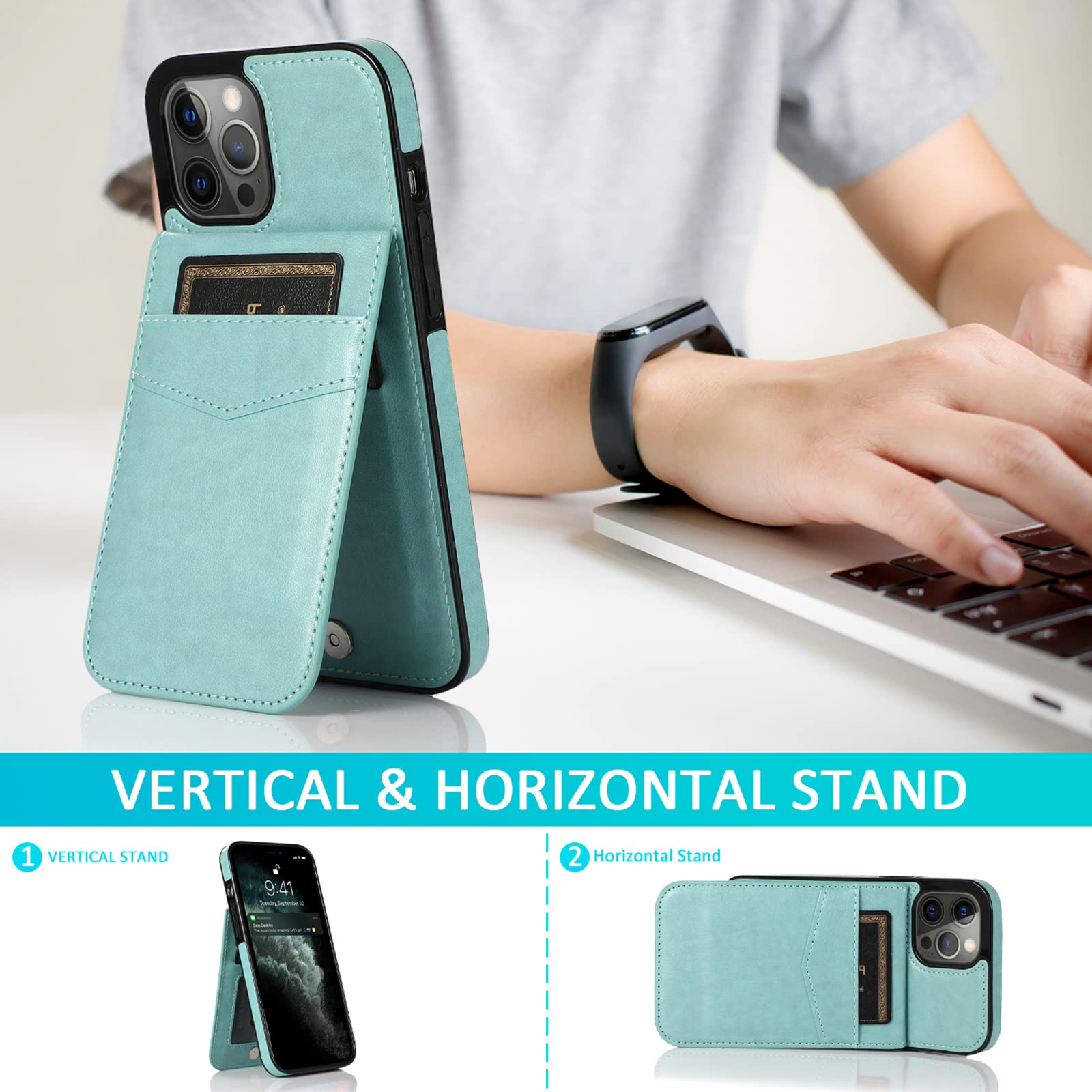 Premium Leather Wallet Phone Case for iPhone 13 Pro 6.1