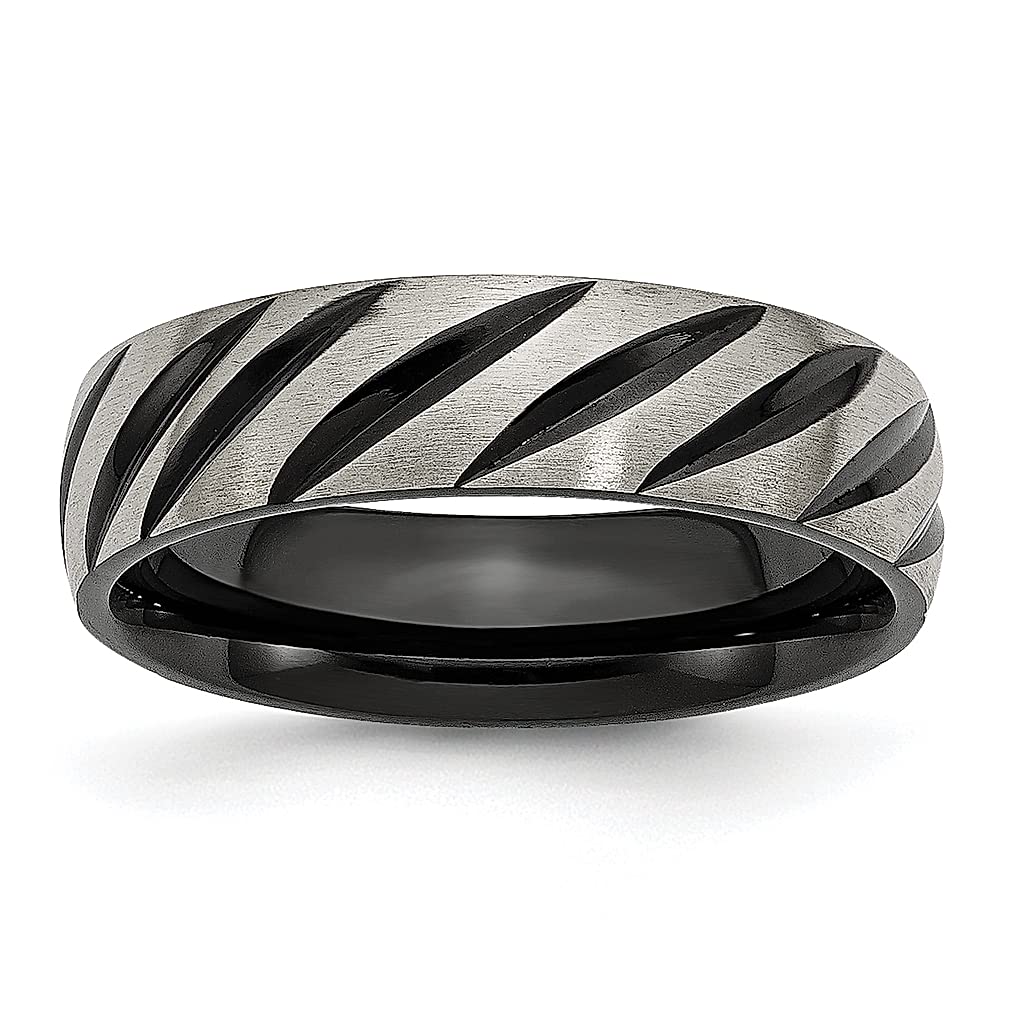 ICE CARATS Titanium Black 6mm Band Ring for Men - Durable Wedding Ring, Fashion Jewelry Gift for Dad, Husband, Boyfriend - Perfect for Anniversaries, Engagements & Special Occasions
