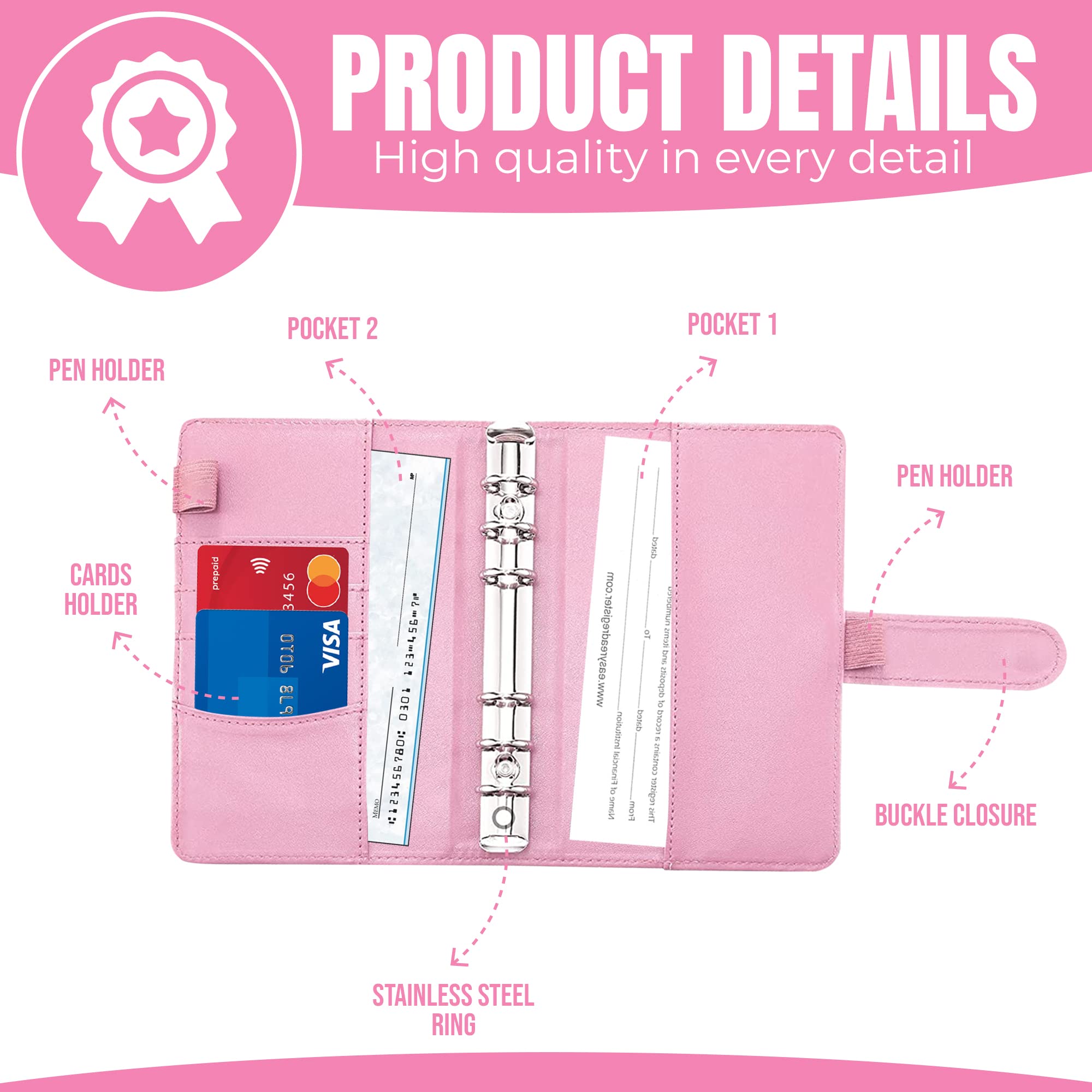 Budget Binder with Zipper Envelopes - Money Organizer for Cash System - Pink Cash Envelopes for Budgeting & Money Saving | Perfect for Personal Finance, Dave Ramsey Envelope Method, and Home Budget Planning