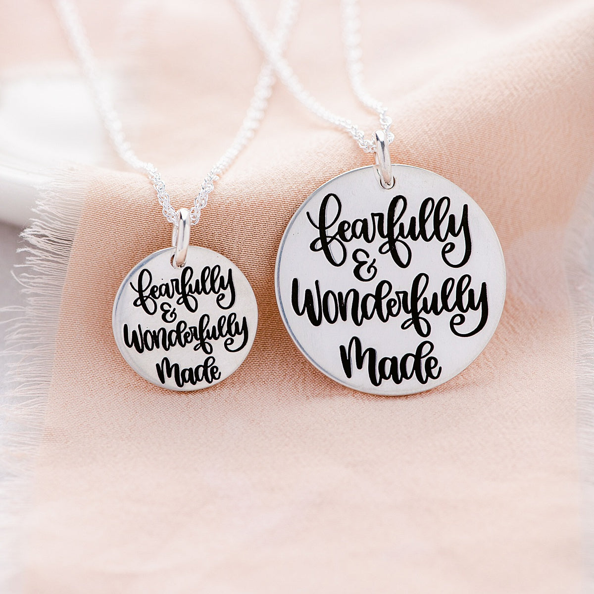 Fearfully & Wonderfully Made Sterling Silver Psalm 139:14 Pendant Necklace - Inspirational Christian Jewelry for Women, Baptism Gift, Daily Faith Wear