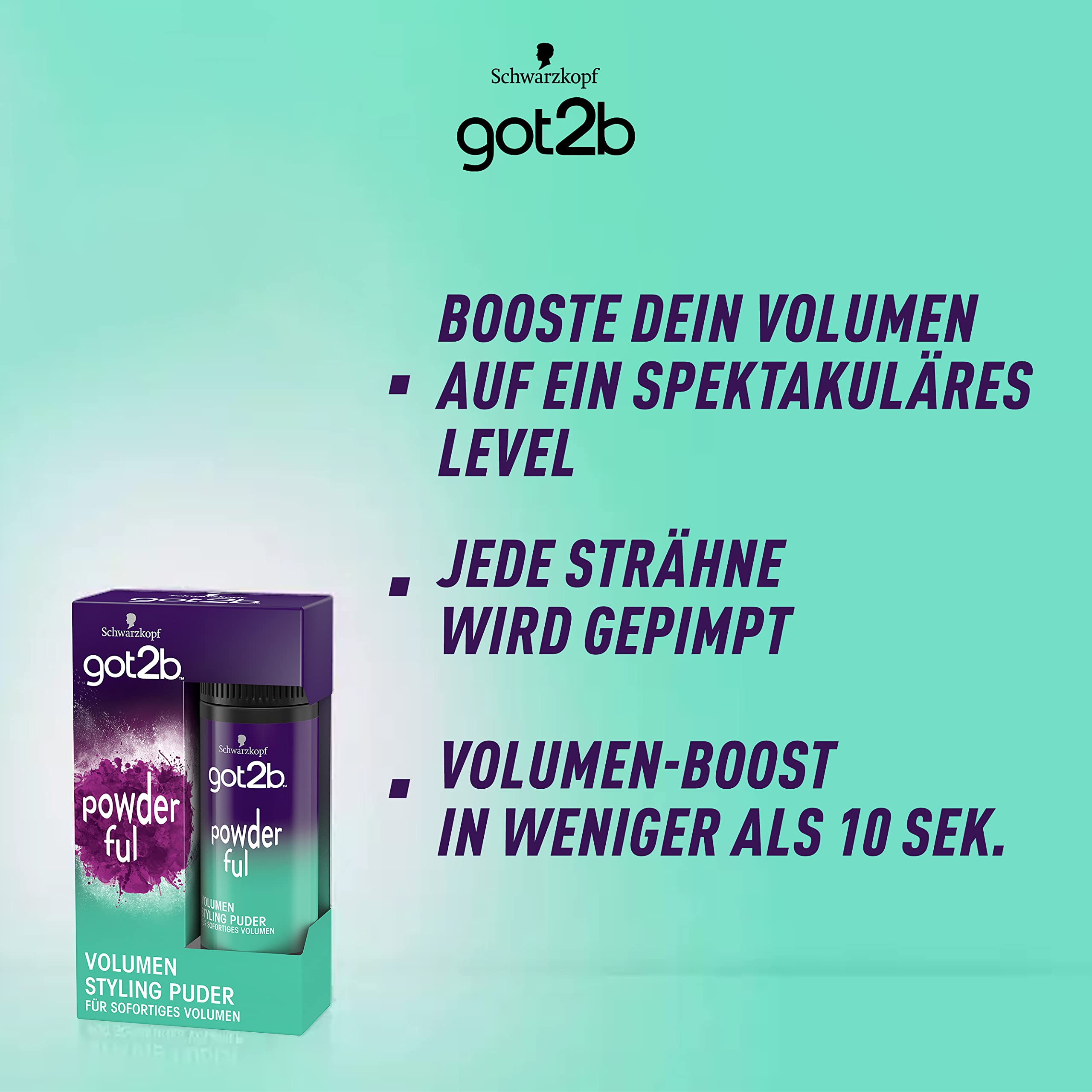 Got2B Schwarzkopf Powder'Ful Volumizing Styling Powder 10g - Texturizing Hair Powder for Volume & Lift - Perfect for Fine, Flat Hair & Updos