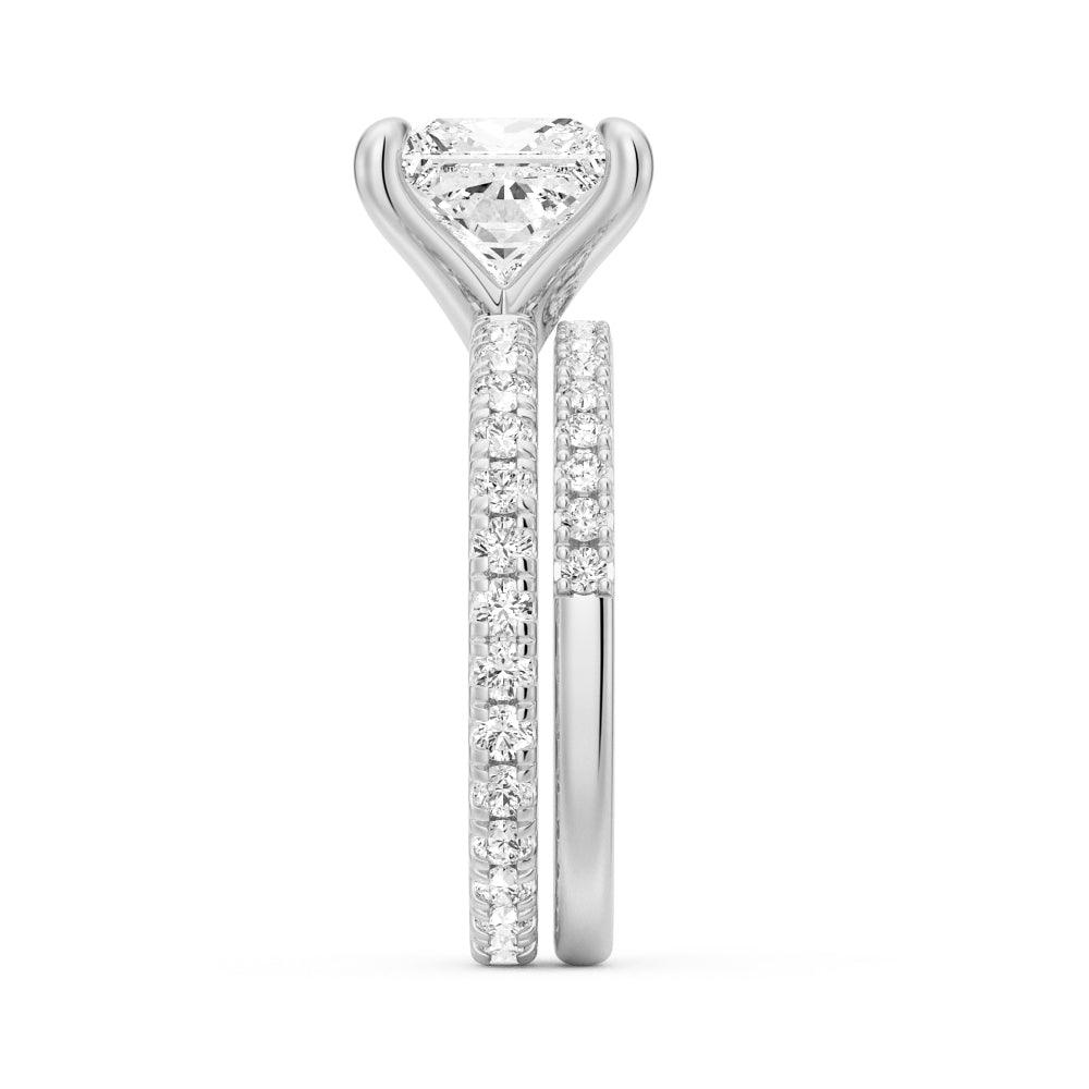 Princess Cut Moissanite Engagement Ring with Eternity Pave Band - Sparkling Wedding Jewelry for Proposals, Anniversaries & Bridal Occasions