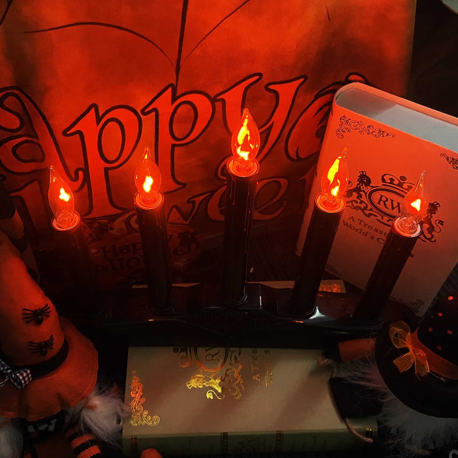 5-Pack Electric Window Candles - Flameless Flickering LED Candles with C18 Clear Flame Bulbs for Halloween & Christmas Decor - Indoor Plug-in Candle Lights for Windows, Tables, and Home Decoration - Perfect for Holiday Parties, Cozy Nights, and Festive Ambiance
